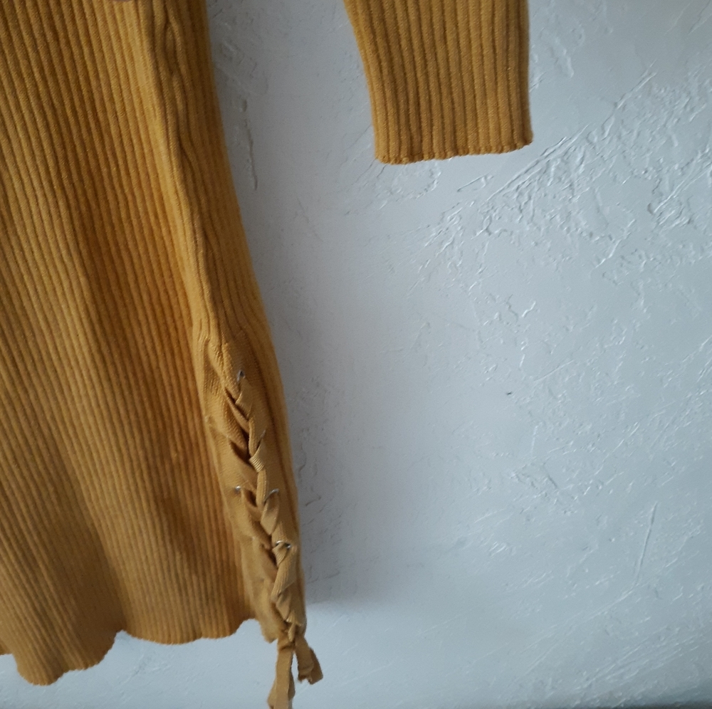 Women's Plus Size 2X Long Sweater Dress Gold Midi - Picture 3 of 6